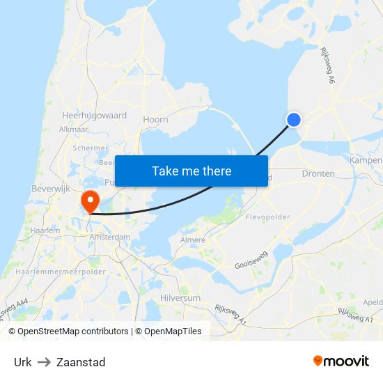 Urk to Zaanstad map