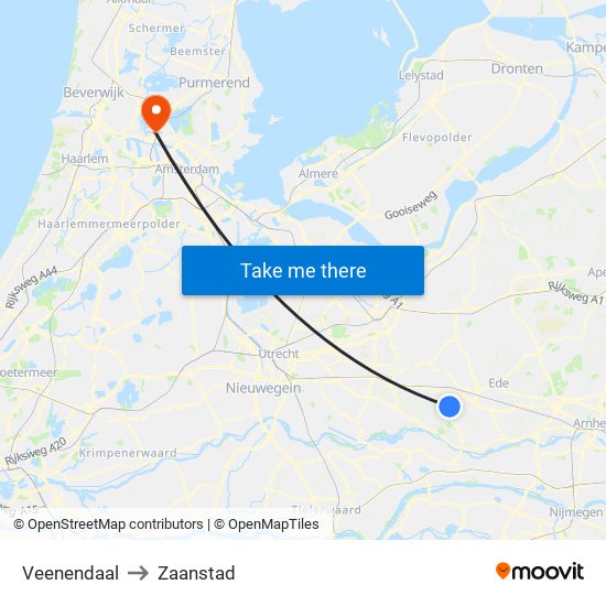 Veenendaal to Zaanstad map