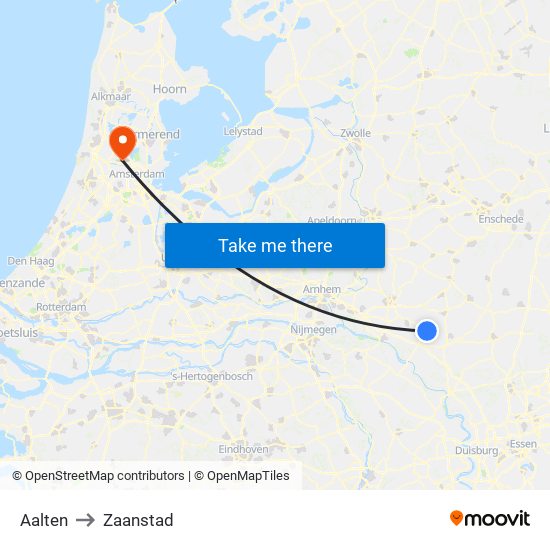 Aalten to Zaanstad map
