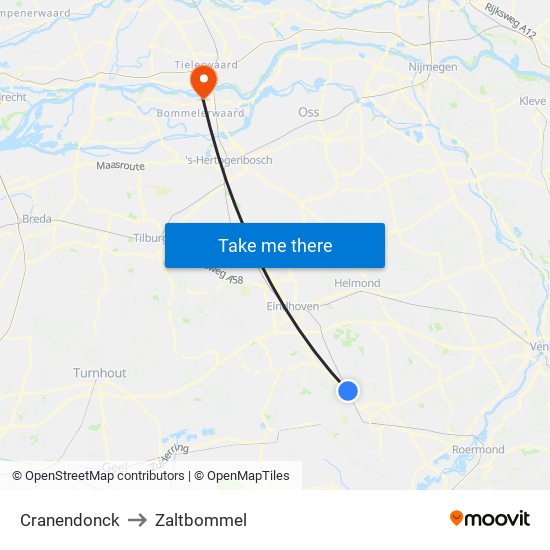 Cranendonck to Zaltbommel map