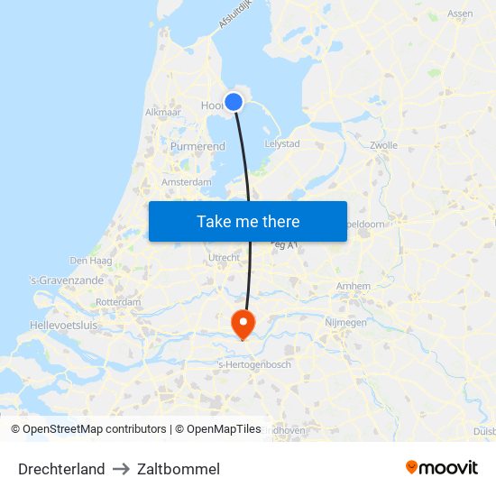 Drechterland to Zaltbommel map