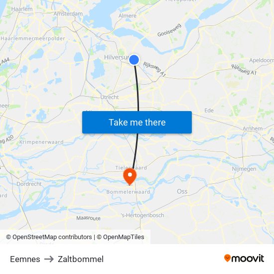 Eemnes to Zaltbommel map