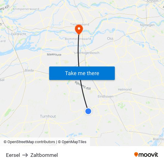 Eersel to Zaltbommel map