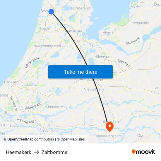 Heemskerk to Zaltbommel map