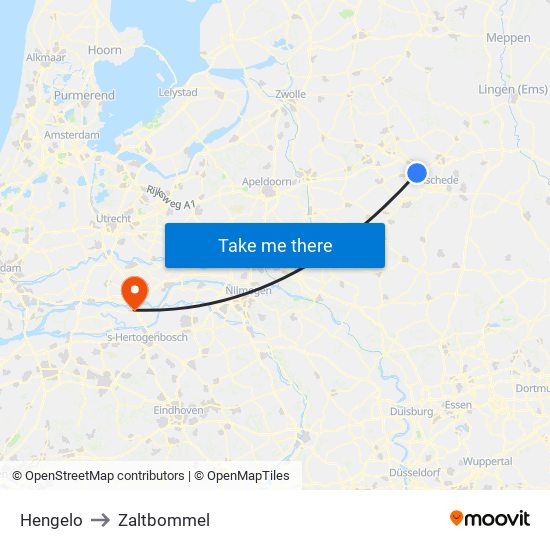 Hengelo to Zaltbommel map