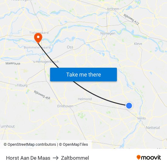 Horst Aan De Maas to Zaltbommel map