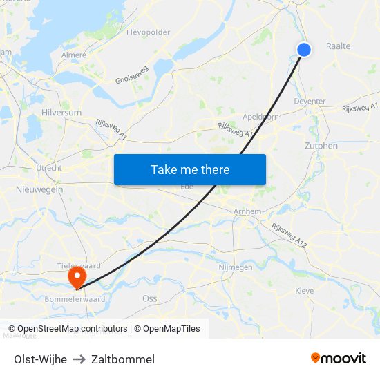 Olst-Wijhe to Zaltbommel map