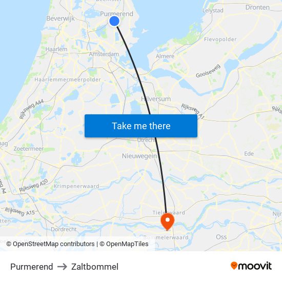 Purmerend to Zaltbommel map