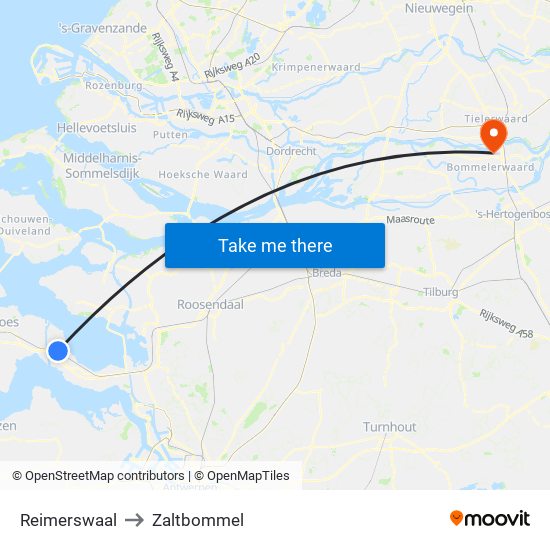 Reimerswaal to Zaltbommel map