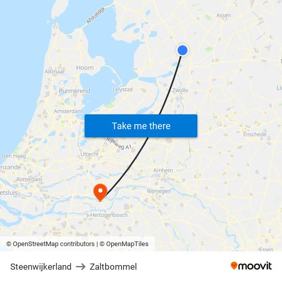 Steenwijkerland to Zaltbommel map