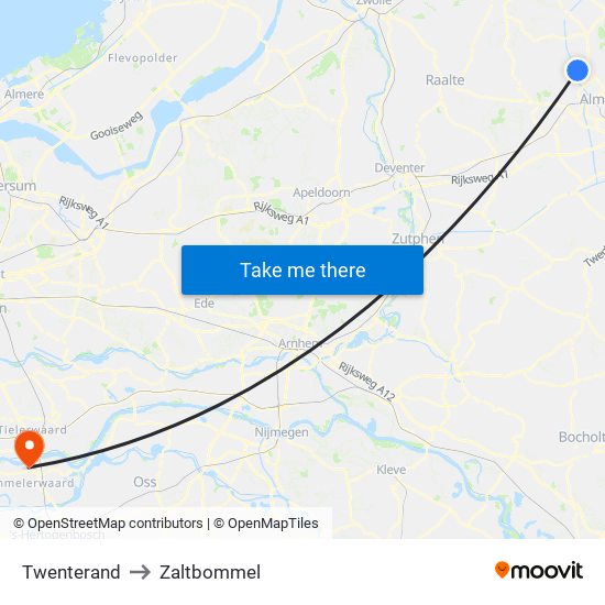 Twenterand to Zaltbommel map