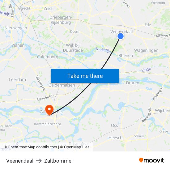 Veenendaal to Zaltbommel map