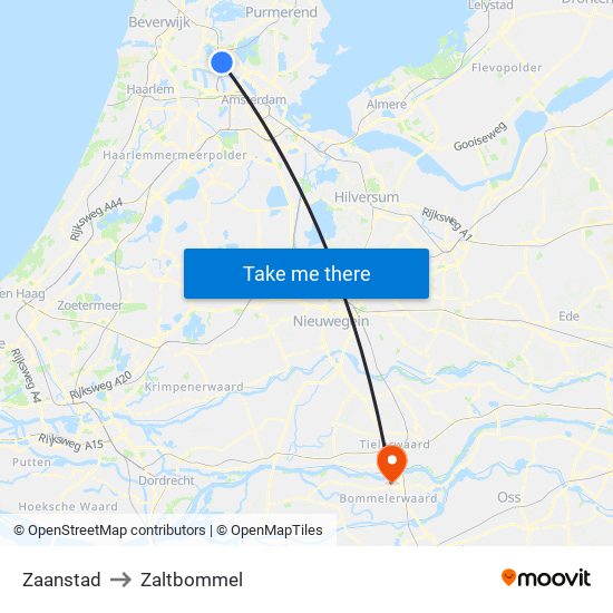 Zaanstad to Zaltbommel map