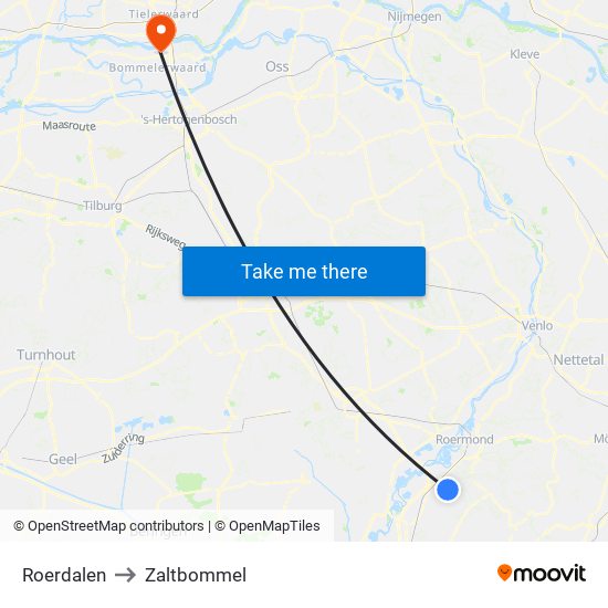 Roerdalen to Zaltbommel map