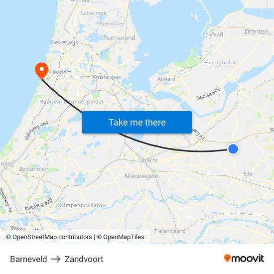 Barneveld to Zandvoort map