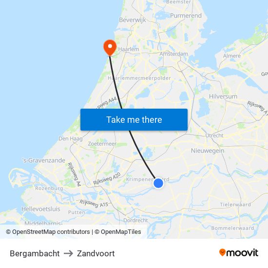 Bergambacht to Zandvoort map