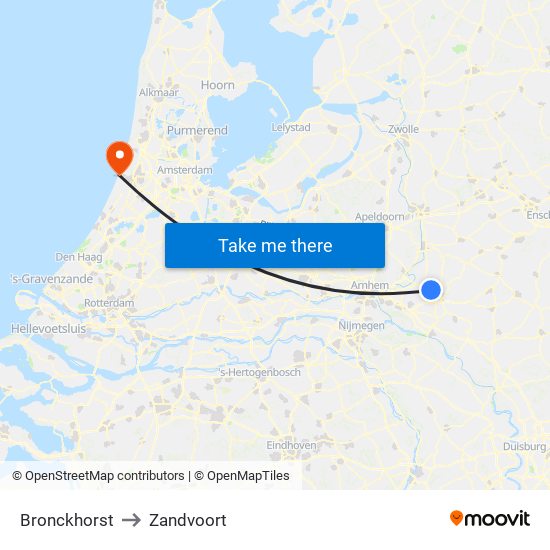 Bronckhorst to Zandvoort map
