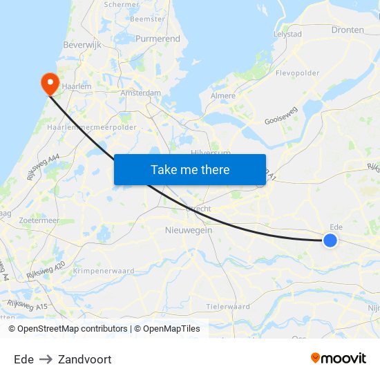 Ede to Zandvoort map