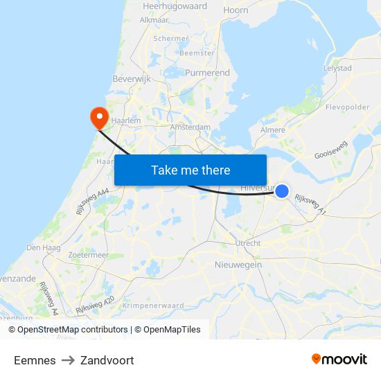 Eemnes to Zandvoort map