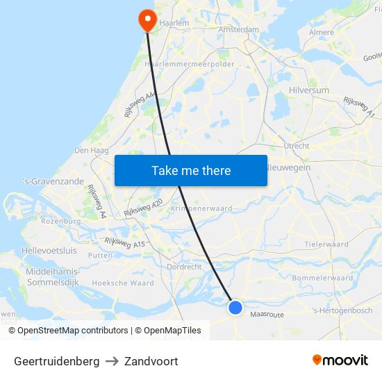 Geertruidenberg to Zandvoort map