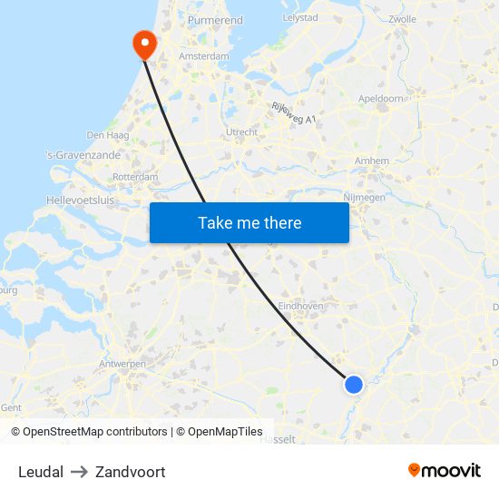 Leudal to Zandvoort map