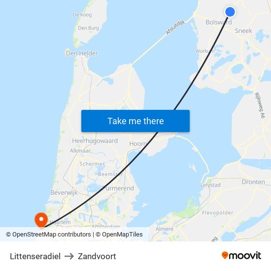 Littenseradiel to Zandvoort map