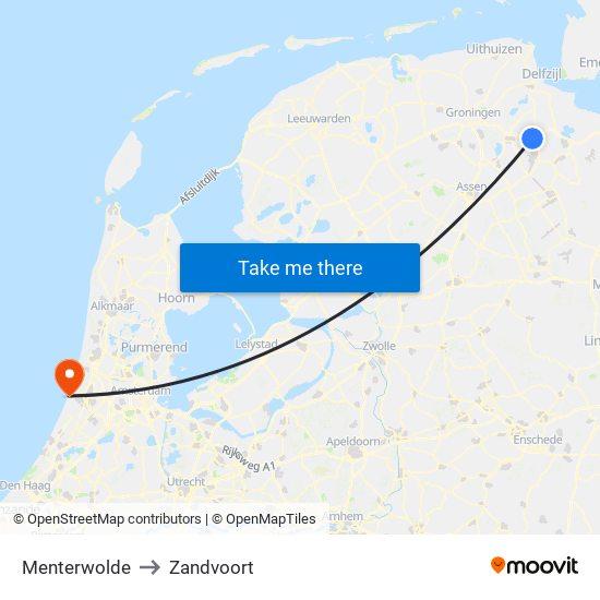 Menterwolde to Zandvoort map