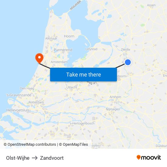 Olst-Wijhe to Zandvoort map