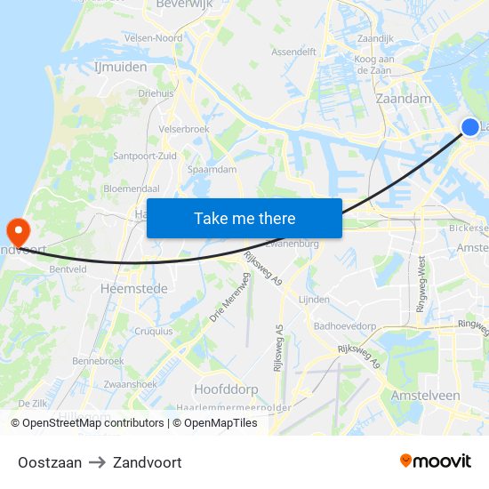 Oostzaan to Zandvoort map