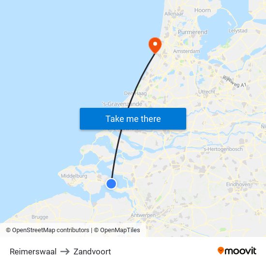 Reimerswaal to Zandvoort map