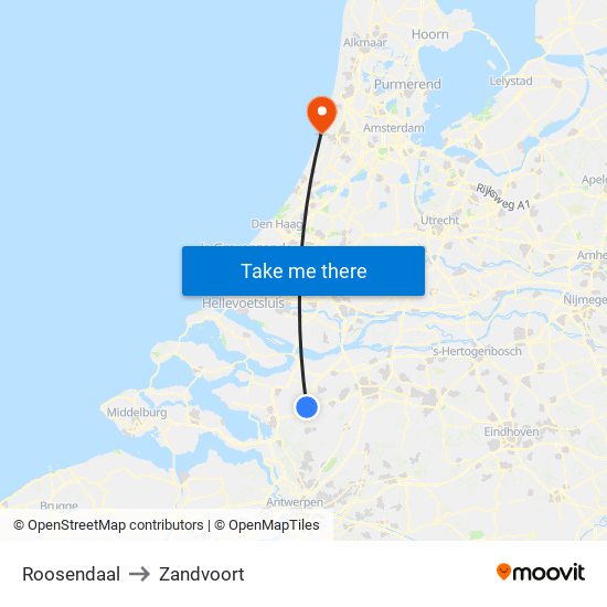 Roosendaal to Zandvoort map