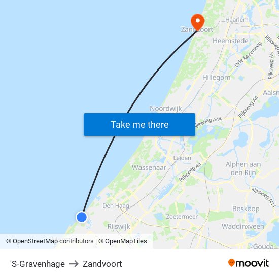 'S-Gravenhage to Zandvoort map