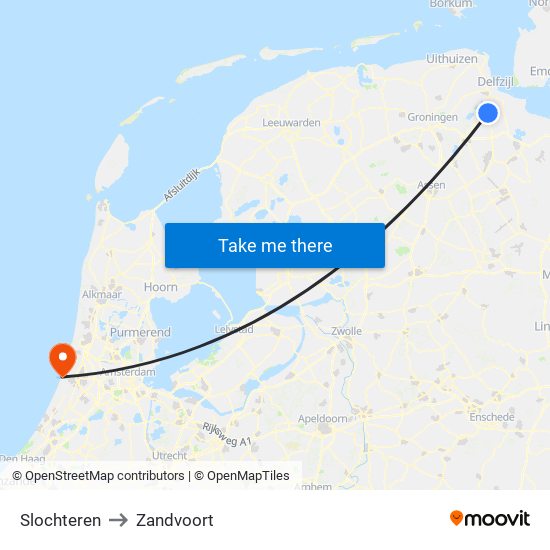 Slochteren to Zandvoort map