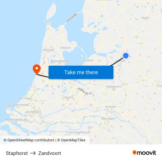 Staphorst to Zandvoort map