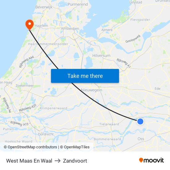 West Maas En Waal to Zandvoort map