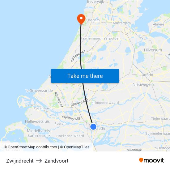 Zwijndrecht to Zandvoort map