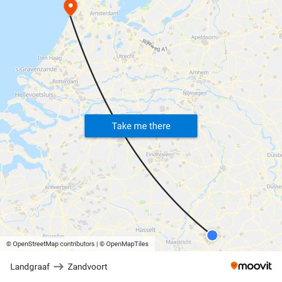 Landgraaf to Zandvoort map