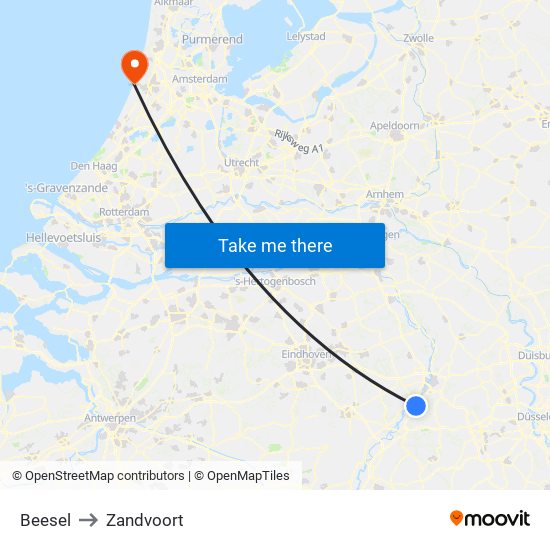 Beesel to Zandvoort map