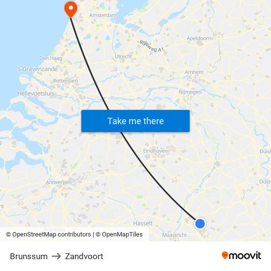 Brunssum to Zandvoort map