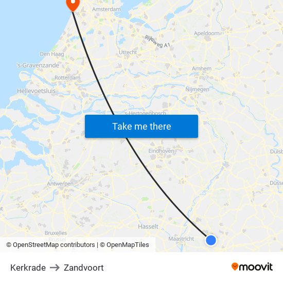 Kerkrade to Zandvoort map