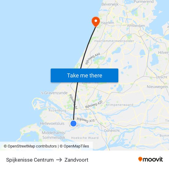 Spijkenisse Centrum to Zandvoort map