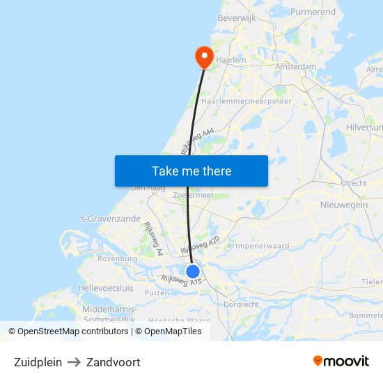 Zuidplein to Zandvoort map