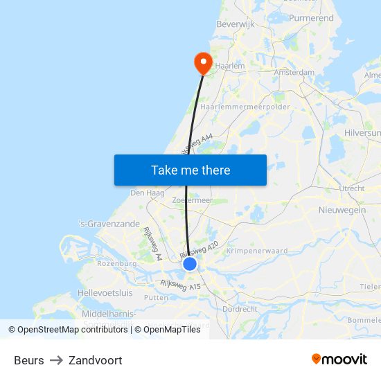 Beurs to Zandvoort map