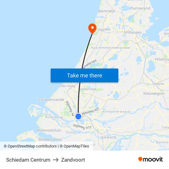 Schiedam Centrum to Zandvoort map