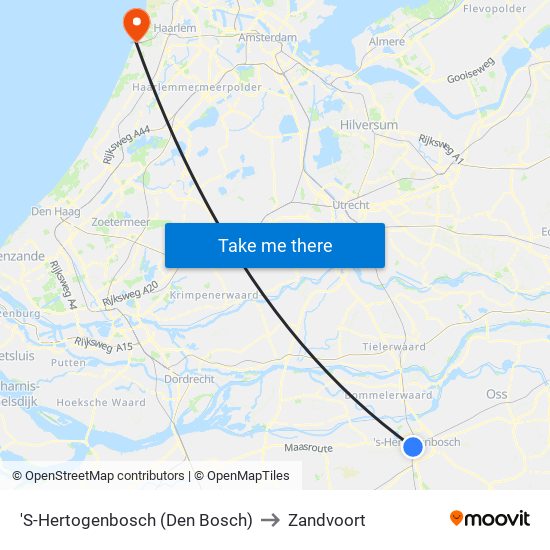 'S-Hertogenbosch (Den Bosch) to Zandvoort map