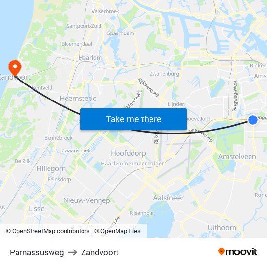 Parnassusweg to Zandvoort map