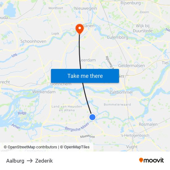 Aalburg to Zederik map