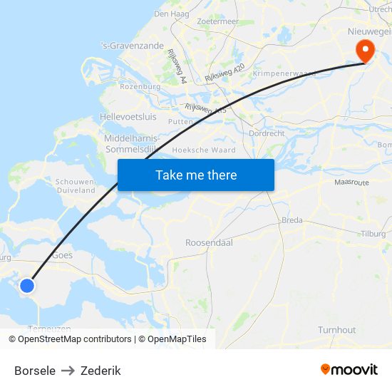 Borsele to Zederik map
