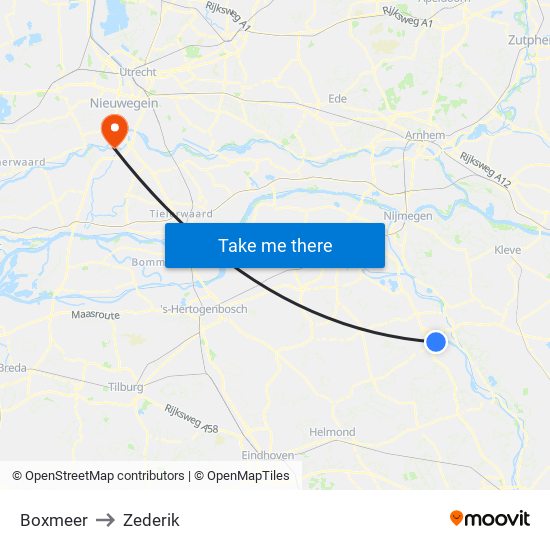 Boxmeer to Zederik map