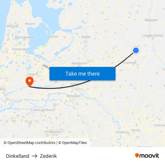 Dinkelland to Zederik map